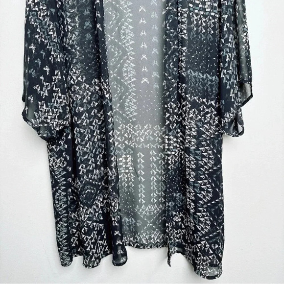 Daniel Rainn Womens One Size Print Over Open Kimono Sheer Fabric - Picture 7 of 12